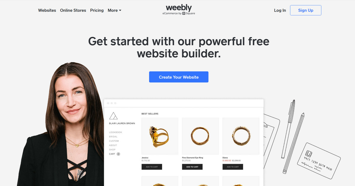 Weebly website homepage